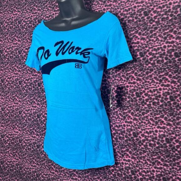 Big Black Do Work Y2K Vintage Deadstock Off The Shoulder Tee NWT - Picture 2 of 6